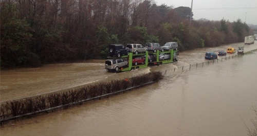 flooded motorway