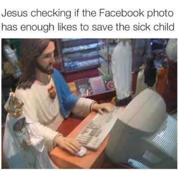 Jesus checking Facebook